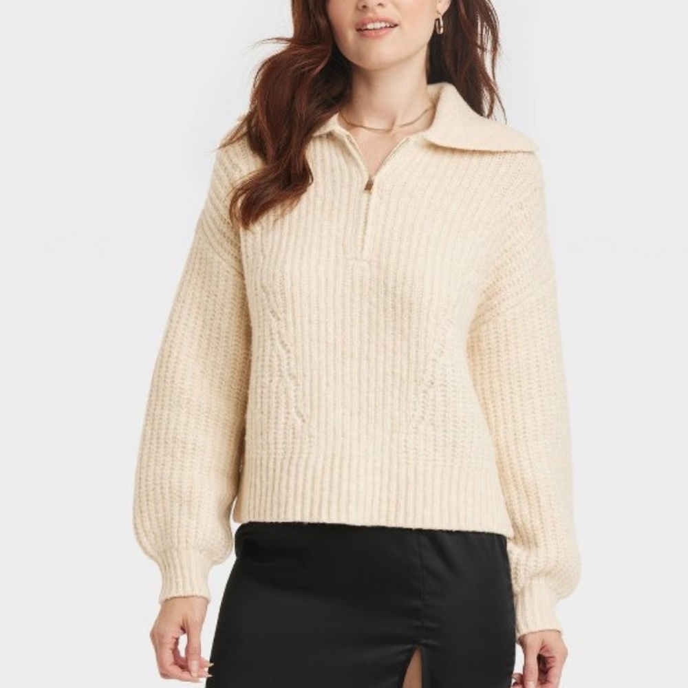 super soft beige quarter zip